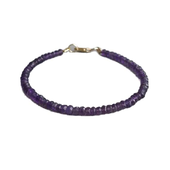 Bracelet améthyste 4mm argent 925 plaqué or gourmette homme femme