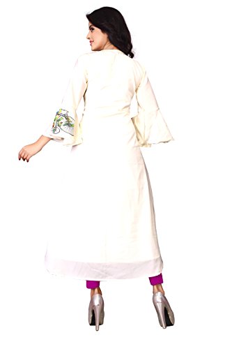Image of OM SAI LATEST CREATION Women's Crepe Cotton Stitched 3 /4 Sleeves Printed Anarkali Kurti