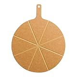 MERIGLARE Pizza Schneidebrett mit Grooves Holzfaser Tablett Backbrett Servierplatte für Brot Käse Und Sushi für Shop Restaurant Heimküche, Durchmesser 33 cm, 8
