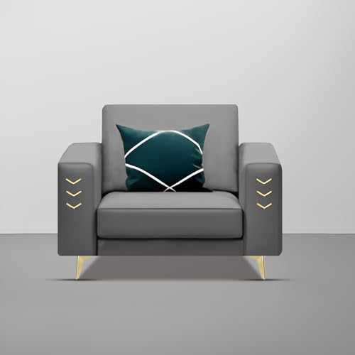 Image of Casaliving Falco 1 Seater Sofa Set for Living Room (Dark Grey Fabric) Premium Fabric Sofa