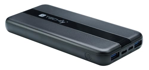 Techly 362558 Power Bank Smartphone 10000 mAh 20W USB-C™ 3 Porte Output con Cavo Nero