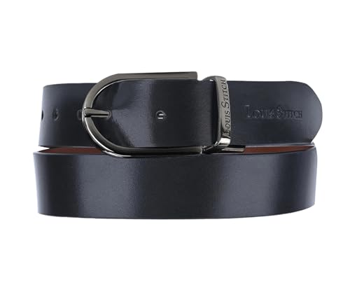 Image of LOUIS STITCH Men's Reversible Italian Leather belt for men 1.25 inch (35mm) Waist Strap Black Brown Belt (BEPLNJ)