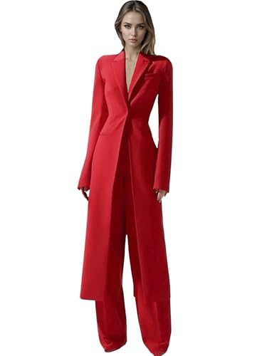TIANMEI Womens Suit Slim Fit Tuxedo for Women Casual 2 Pieces Blazer Dress Set Long Ladies Formal Wedding Party Jacket Pants4