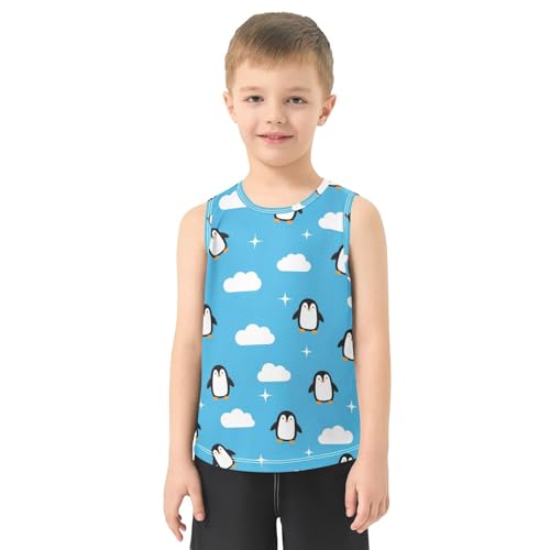 J JOYSAY Cartoon Penguin Blue Boys Tank Top Sleeveless Muscle Shirts Quick Dry Active Sport Workout Kids T-Shirts 3-15T2