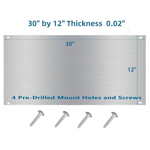 Image of 12 x 30-inch Reversible Stainless Steel Backsplash for Kitchen wall,Splatter Guard and Cooking Shield, Range Hood Accessories to Keep Kitchen Clean, Four Pre Drilled Holes for Easy Installation