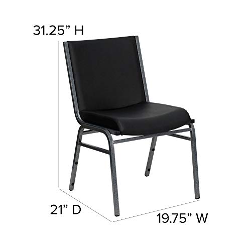 Flash Furniture 4-XU-60153-BK-VYL-GG Hercules Series Heavy-Duty Cushioned Vinyl Lobby Chairs W/ Ganging Bracket, Stacking Chairs For Waiting Rooms/Offices thumb #4