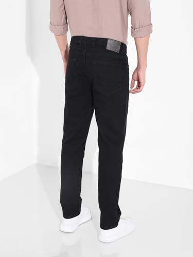 Image of The Indian Garage Co Men Slim Straight Fit Solid Mid-Rise Stretchable Jeans