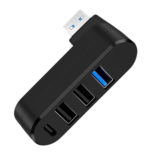 Hub USB 3.0 a 4 Porte Rotazione, Hub USB 3.0 90°/180°, Adattatore Splitter con 1 Porta USB 3.0, 2 Porte USB 2.0 e 1 USB C, Trasmissione Dati Alta Velocità 5Gbps, Hub Compatibile con PC Laptop MacBook