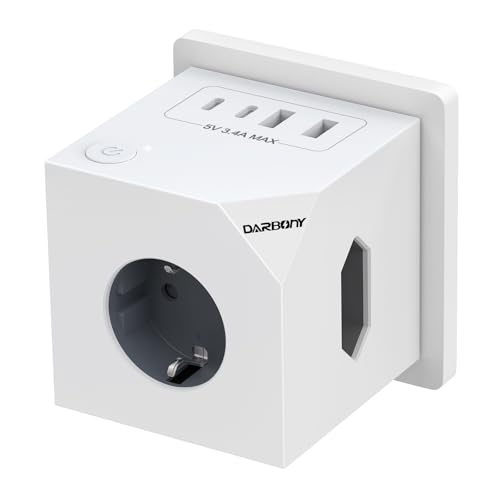 Steckdosenwürfel 5-fach - 4000W Max Leistung Mit Überspannungsschutz