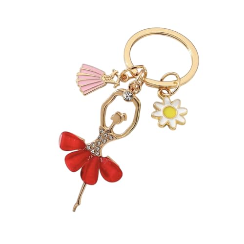 Cute Ballet Dancer Keychain Elegant Sunflower Ballerina Pendant Keyring Bag Charm Backpack Accessories