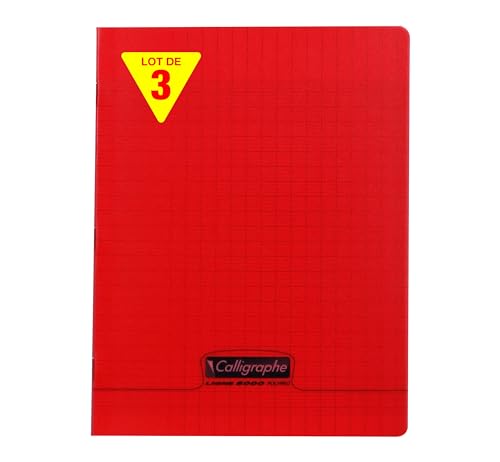 Calligraphe - Calligraphe 18343Cpack Un lot de 3 Cahiers Agrafés Rouges (une Marque de Clairefontaine) - 17x22 cm - 192 Pages Grands Carreaux - Papier Blanc 90 g - Couverture Polypro Transparent - -12%