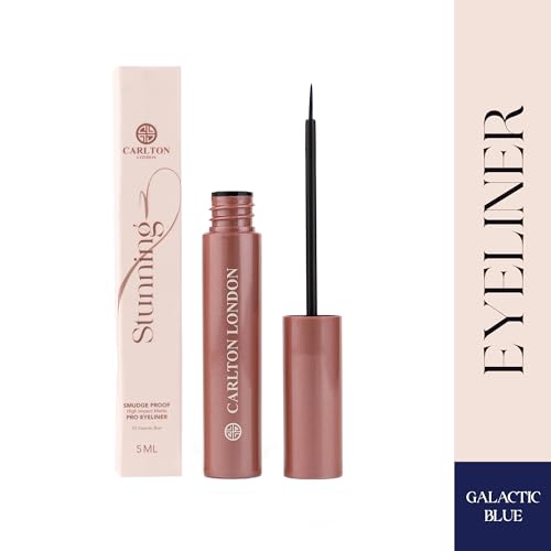 Image of Carlton London Stunnig Black Liquid Eye Liner |Enriched With Vitamin-E |Long Lasting Matte Waterproof Liner, Smudge Proof, Transfer Proof Eye Makeup |Upto 24 Hrs - 5ML(Galactic Blue)