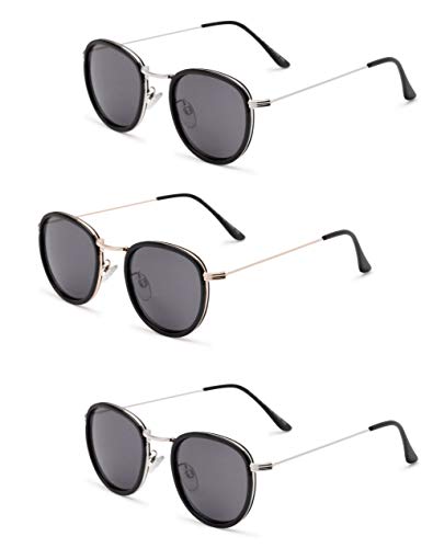 Mass Vision 3 Pair of the The Esteemed Reading Sunglasses - Non Bifocal, Full Lens Sun Reader (Black, 1.5)