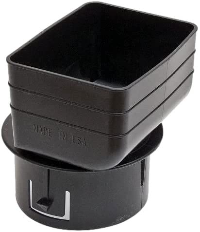 Downspout to Drain Pipe Tile Adapter (Black) 3 inch x 4 inch downspout to 4 inch Round Drain Pipe