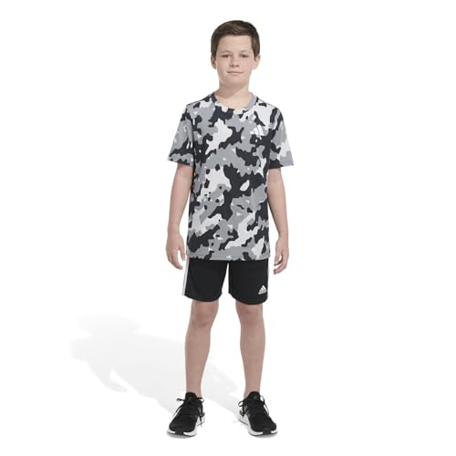 adidas Boys' Short Sleeve Cotton Allover BoS T-Shirt, Black Grey Camo, X-Large3