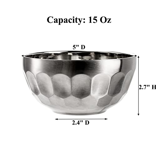 Okllen 6 Pack Stainless Steel Bowl Set, 15 Oz Non-Slip Snack Bowls Double-Walled Insulated Soup Bowl, Dinner Serving Bowls Dessert Bowls For Ice Cream, Cereal, Rice #TOP1