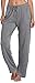 Tall Girls Yoga Pants with Pockets Workout Athletic Casual Women House Pants Wide Leg Long Straight Running Trousers, Grey XL