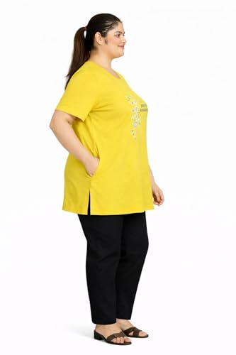 Image of In Love Women's Plus Size Longline T-Shirt with Side Pocket, 3 /4 Sleeve, Crew Neck