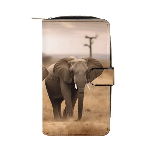 Wild Animals Elephants Wallet Multifunctional Wallets for Men Compact Wallet Purse Passport Bag