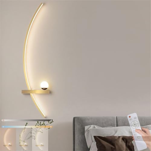 Iluminación de pared de aluminio de lujo con diseño lineal dorado y LED regulable