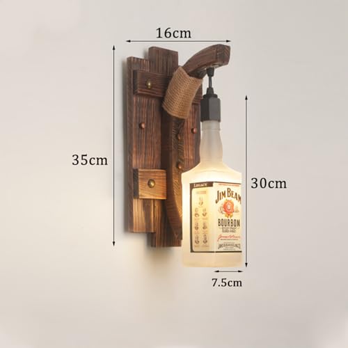 Decoracion de pasillo oscuro solucionada con aplique de pared vintage E27 de madera 2