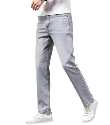 Men's high-Rise Black Straight-Leg Stretch Jeans with Extended Lengths, Classic Business Jeans