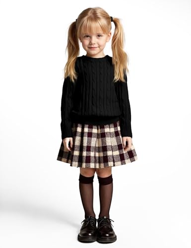 Girls' Sweaters Casual Long Sleeve Cable Knit Pullover Sweater Kids Fall Winter Crew Neck Jumper Top4