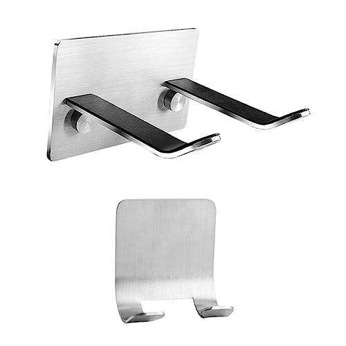 WOONEKY 2pcs Stainless Steel Hair Dryer Bracket Stand Wall-mounted Hair Dryer Holder for Hair Dryers Adhesive Mounting No Drill Modern Design