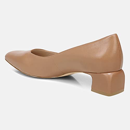 Lvemas Womens Square Toe Pumps Low Block Heels Slip-On Office Dress Shoes Brown #TOP2