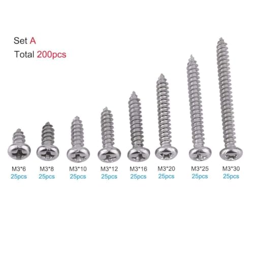 Tornillos autoperforantes acero inoxidable M3 6-30mm 200 pcs miniatura 2