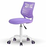 FurnitureR Mordern Small Desk Chair, Ergonomic Study Chair for Teens Boys & Girls, Height Adjustable 360 Swivel Kids Rolling Chair for Home/Bedroom/School/Study Room, Purple