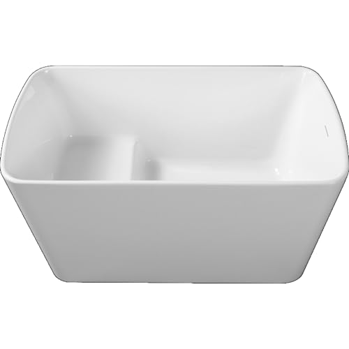 AiStarlink 49" Acrylic Freestanding Bathtub, Square Japanese Soaking Tub with Sit-In Design, Chrome Drain and Minimalist Design Overflow, cUPC Certified (White)