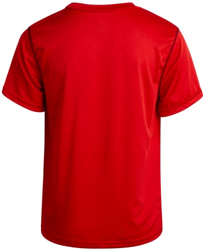 Pro Athlete Boys' Athletic T-Shirt - 4 Pack Active Performance Dry-Fit Sports Tee (8-16), Size 10-12, Black/Yellow/Red/Charcoal #TOP5