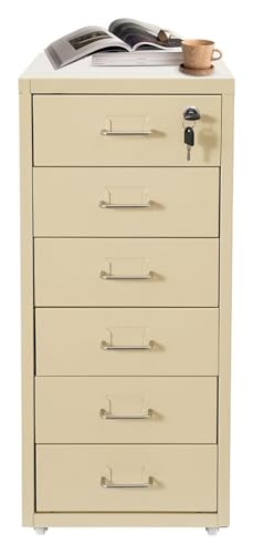 Classeur mobile beige en métal verrouillable pour bureau