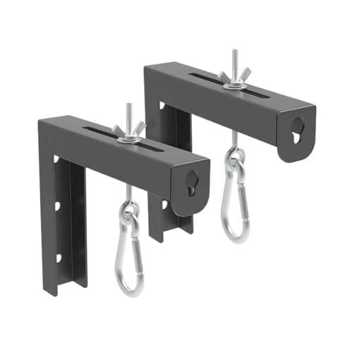 Image of Black Universal Projector Screen L-Bracket Wall Hanging Mount 6 Inch Adjustable Extension With Hook