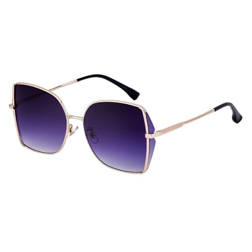 Lunettes de soleil femme monture large rétro et branches métalliques protection UV chic