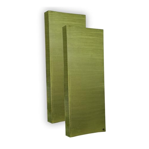 Image of Acoustic Rockwool Sound Absorption Panels 24 inch x 48 inch x 1.5 inch (Set of 2) | NRC 0.9 Noise Reduction Wall Panels | Rock Wool for Soundproofing Studio, Home & Office (Olive Moss)