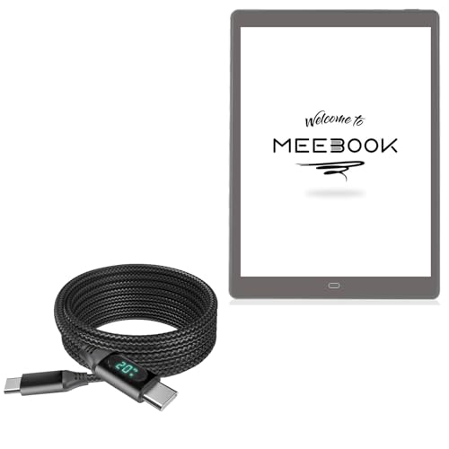 BoxWave Cable Compatible with Boyue Likebook eReader P10 (10 in) - PowerDisplay PD Cable (6ft) - USB-C to USB-C (100W), LED Wattage Info Extra Long Braided Nylon - Jet Black