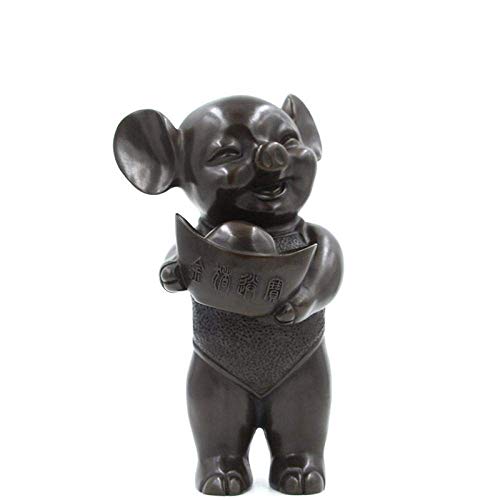 Statue cochon doré en cuivre cadeau du zodiaque pour anniversaire et fêtes