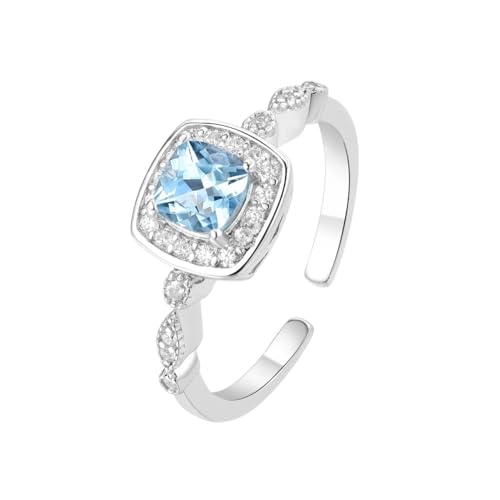 Bague topaze bleu ciel réglable en argent 925 anti-taille erreur