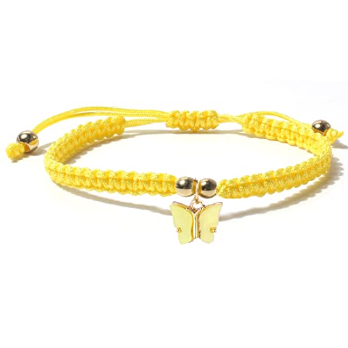 COLORFUL BLING Handmade Braided Butterfly Bracelets Adjustable BFF Friend Beaded String Strand Bracelets Birthday Party Friendship Jewelry Gift for Women