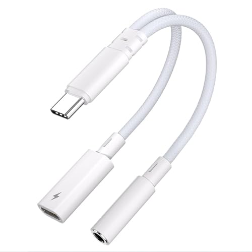 2in1 Type-C 3.5mm �C���z���ϊ��A�_�v�^�[�y�[�d���Ȃ��特�y�Đ��E�ʘb�Ή��zPD15W�}���[�d ���T���ʒ����Ή� iPhone 17/16/15 Pro Max�EGalaxy S24/S23�EPixel 8/7�EiPad Pro/Air��T