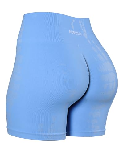 Image of AUROLA Serpent Seamless Scrunch Workout Shorts for Women,Tummy Control Squat Proof Ribbed Thick Active Gym Short