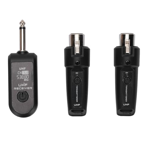 Sistema Inalámbrico de Micrófono UHF con Adaptador XLR, Transmisor y Receptor, Alcance de 90 pies, Retraso de 3 ms, 4-5 horas de batería recargable, para micrófonos dinámicos, mezcladores e instrumentos miniatura 1