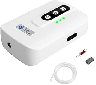 AquaMiracle Lithium Battery Powered Portable Aquarium Air Pump for Fish Tank up to 60 Gals, USB Rechargeable Aquarium Bubbler Aerator for Fishing, Power Outages and Emergency