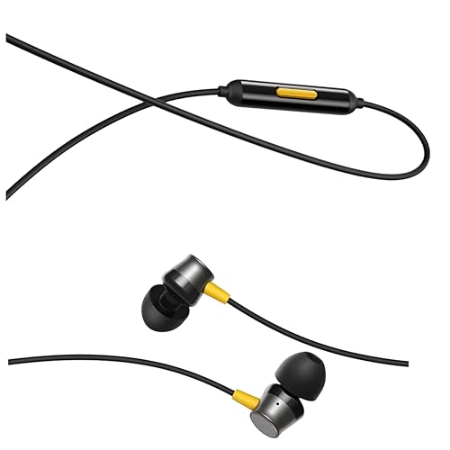 Image of realme Buds 3 Wired Earphones with Mic (Black) | 9mm Dynamic Driver | 3.5mm Jack | Single Button Control | Braided Tangle-Free Cable | Model RMA2419 (Buds 3 3.5mm Wired Earphone, Color Black)