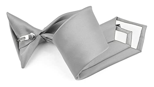 Moda Di Raza Boys Tie, Clip On Tie, Ties For Boy, Toddler Tie, Woven Fabric Microfiber, Kids Tie, Boys Clip On Tie - Silver #TOP21