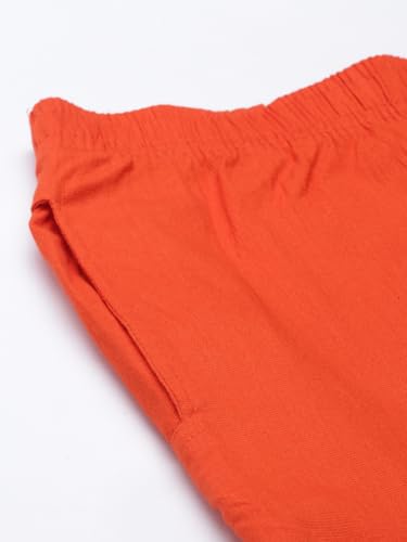 Image of MINELLI Women Solid Cigar Pants, Cotton Lycra Slub Fabric, Elasticated Waistband, Pull On Style, Regular Fit Bottom Wear for Western and Ethnic Wear
