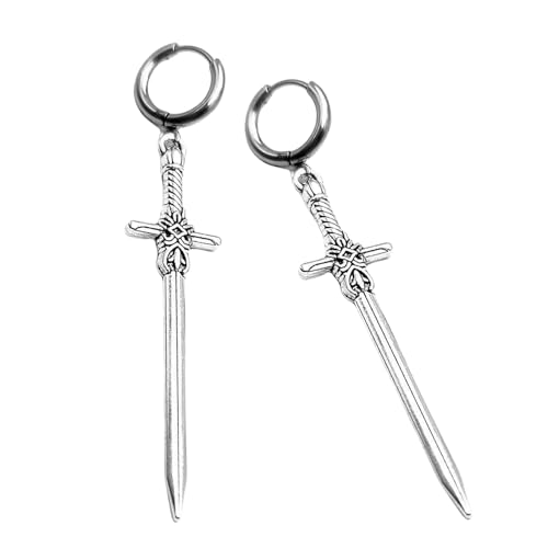 ROYJJ Boucles d'oreilles élégantes en forme d'épée en argent symbolisant la force des crochets d'oreille pour femmes élégantes, accessoires d'oreille unisexes pour fête