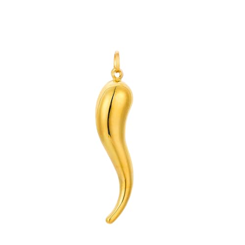 14k REAL Yellow Gold Cornicello Italian Horn Charm Pendant - 4 Different Size Available3